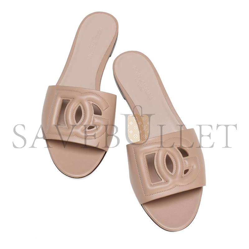 DOLCE GABBANA CALFSKIN SLIDES WITH DG LOGO CQ0436AY32980402